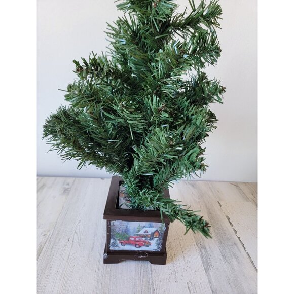 Tree AS IS scenic base tabletop pine home decor figure unique - Picture 4 of 10